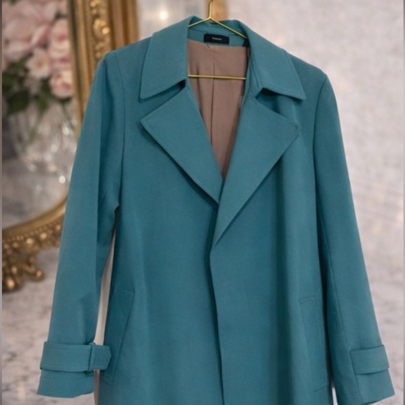 Nwt Theory Belted Teal Wrap Trench Coat | Designer Luxury Coat Medium